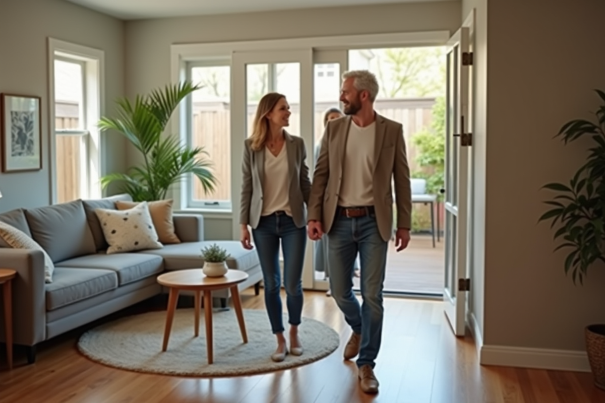 Femme accueillante dans une maison rénovée chaleureusement