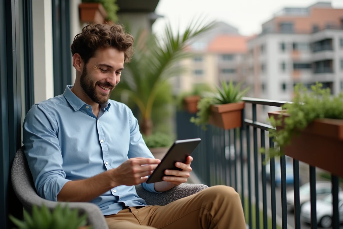 Jeune homme sur balcon urbain compare options maison