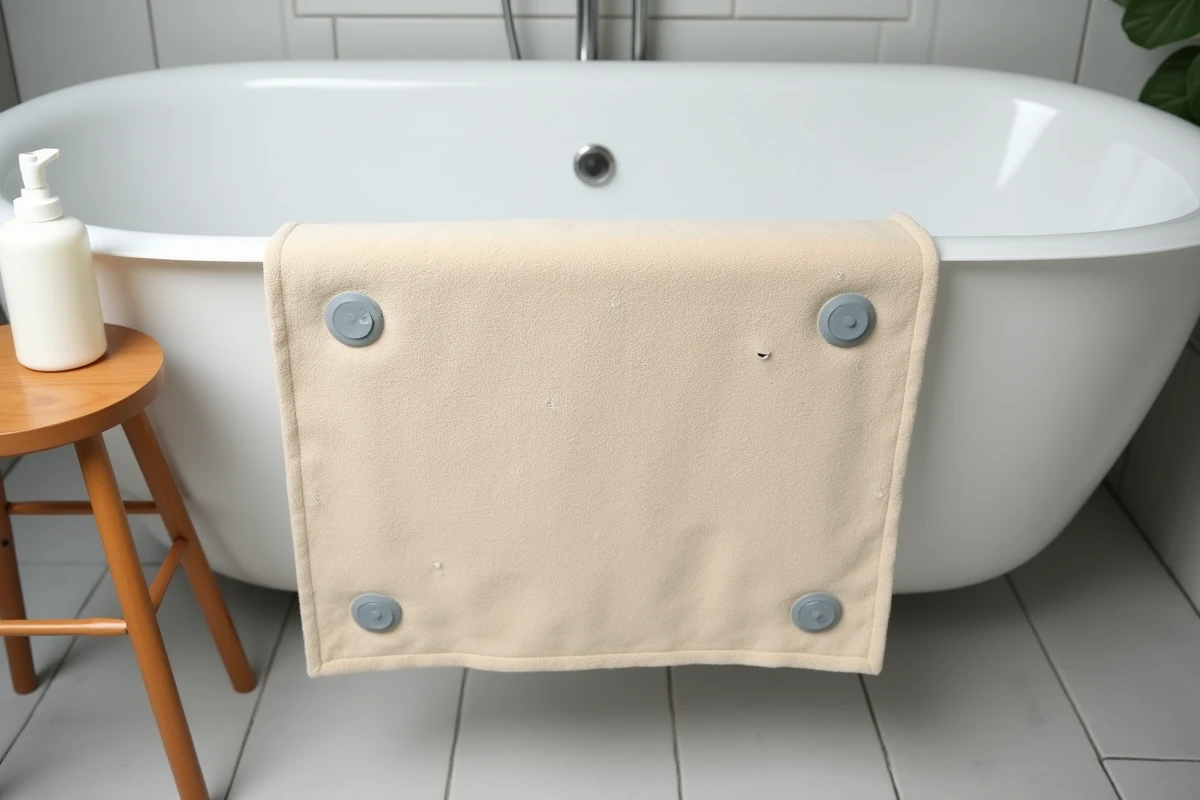 Tapis antidérapant de bain suspendu pour sécher avec du vinaigre blanc pour l'entretien